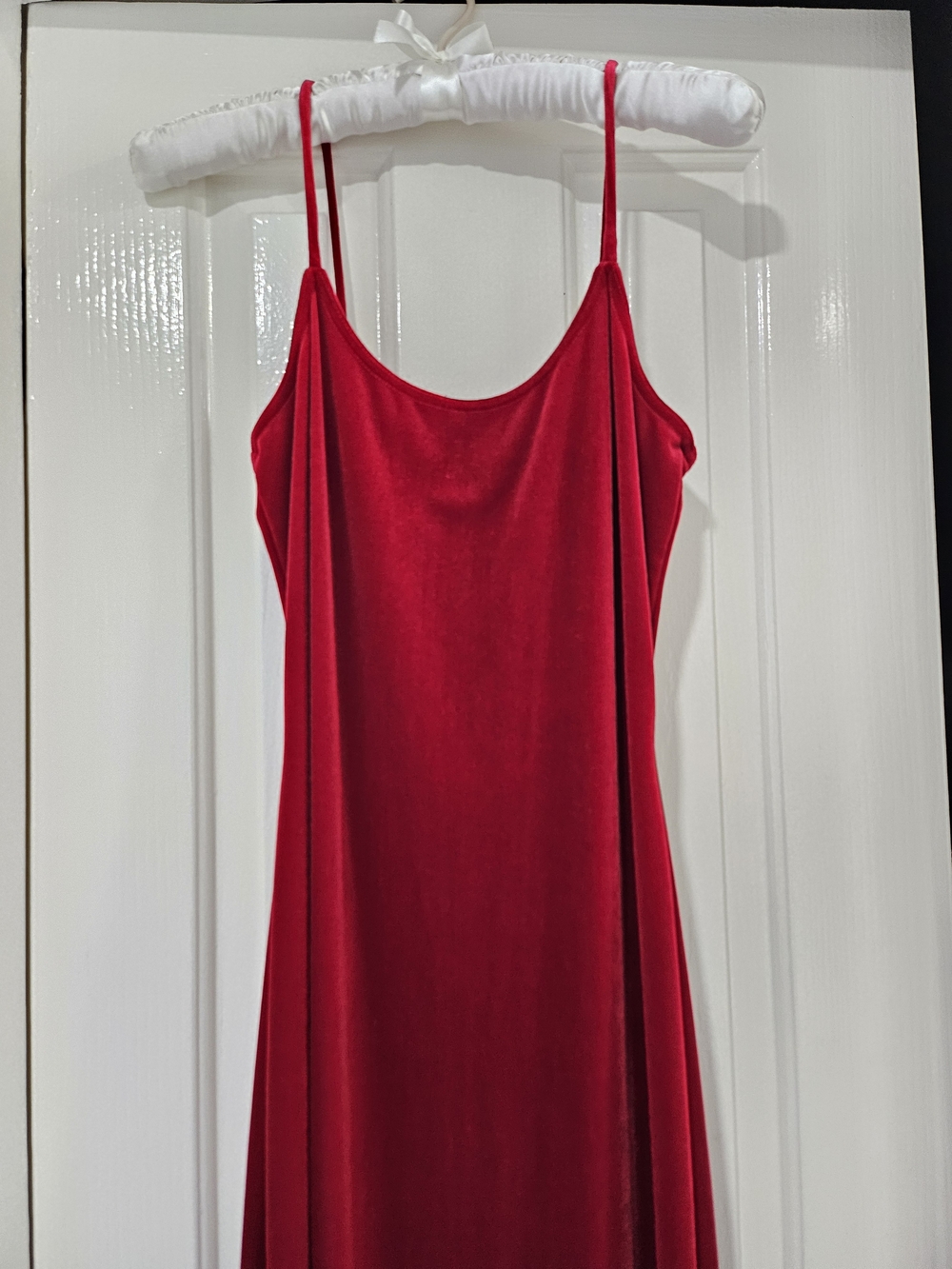 Red Velvet Maxi Prom Slip Dress Size Medium - Picture 4 of 7